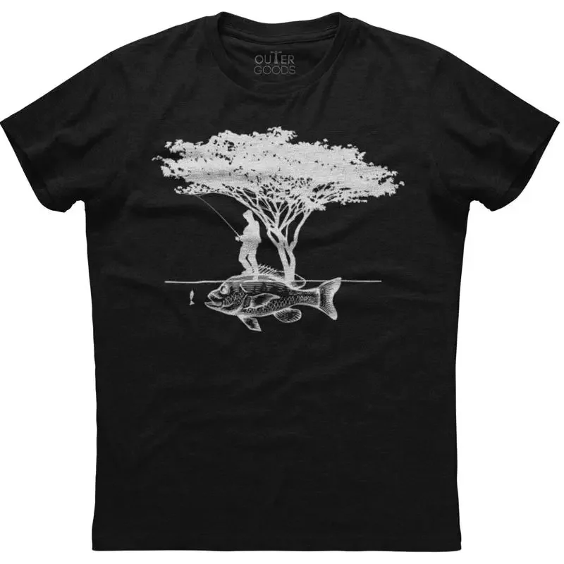 T-shirt noir en coton pour hom - Fishing Hook avis et prix