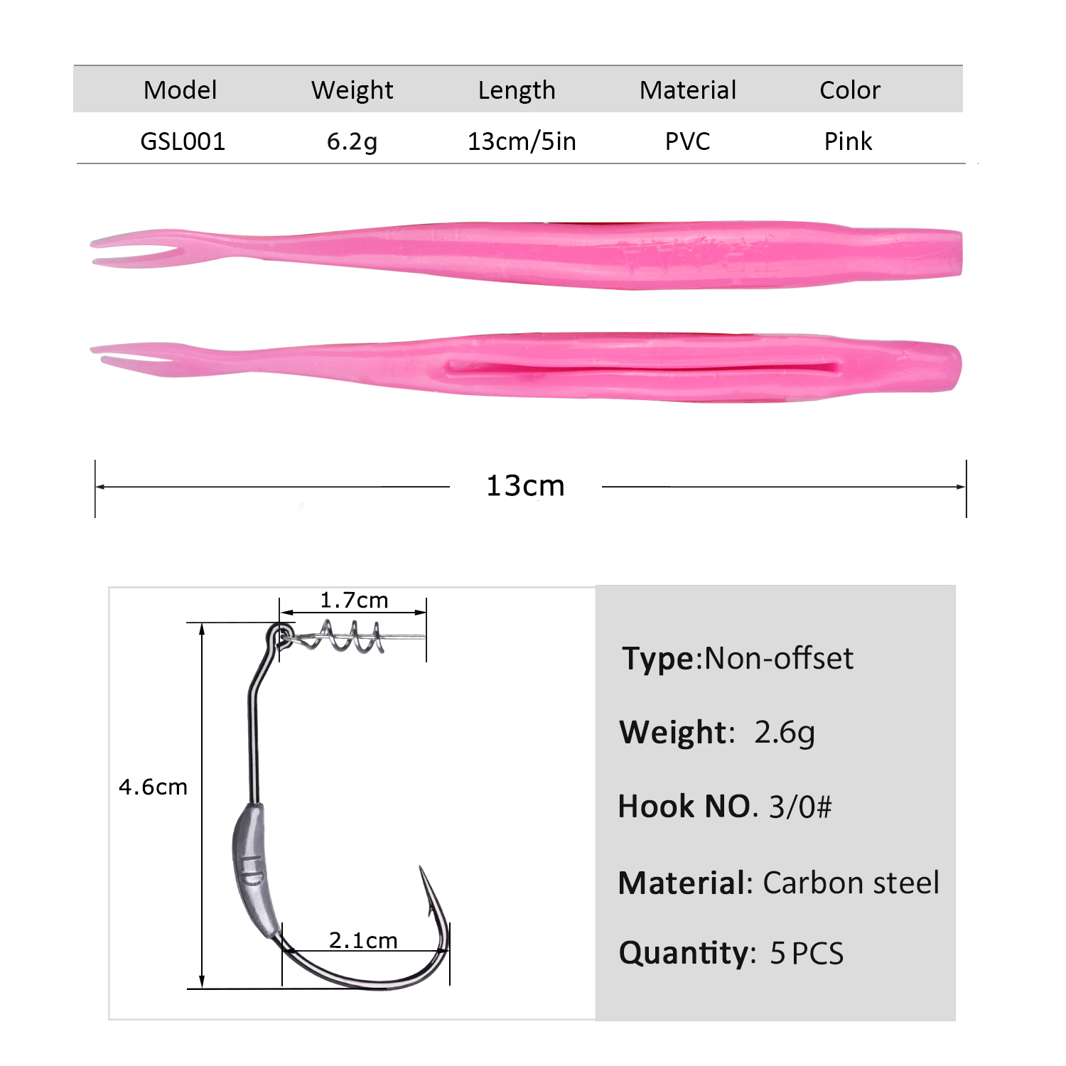 Goture Lot de 5 leurres souple - Fishing Hook Weedless avis et prix