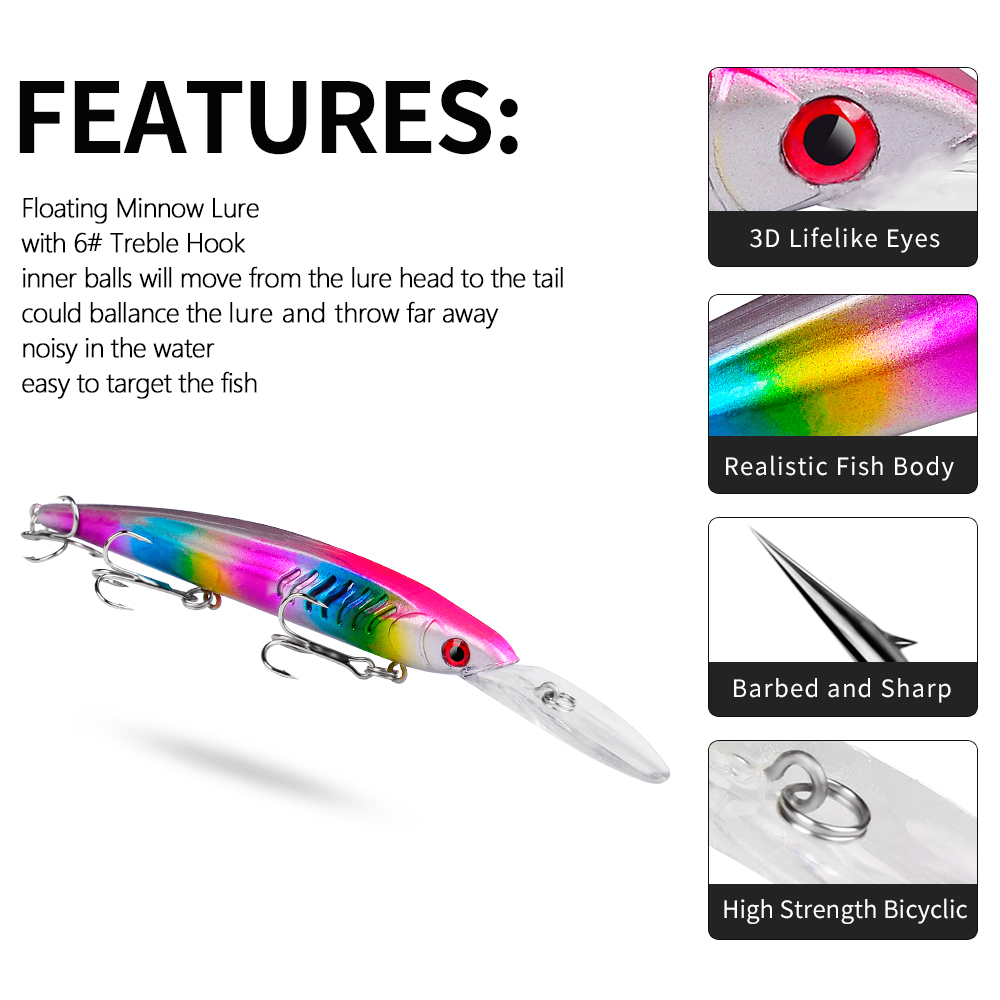 PROBEROS 15cm 12g Grand Minnow - Fishing Hook Size avis et prix