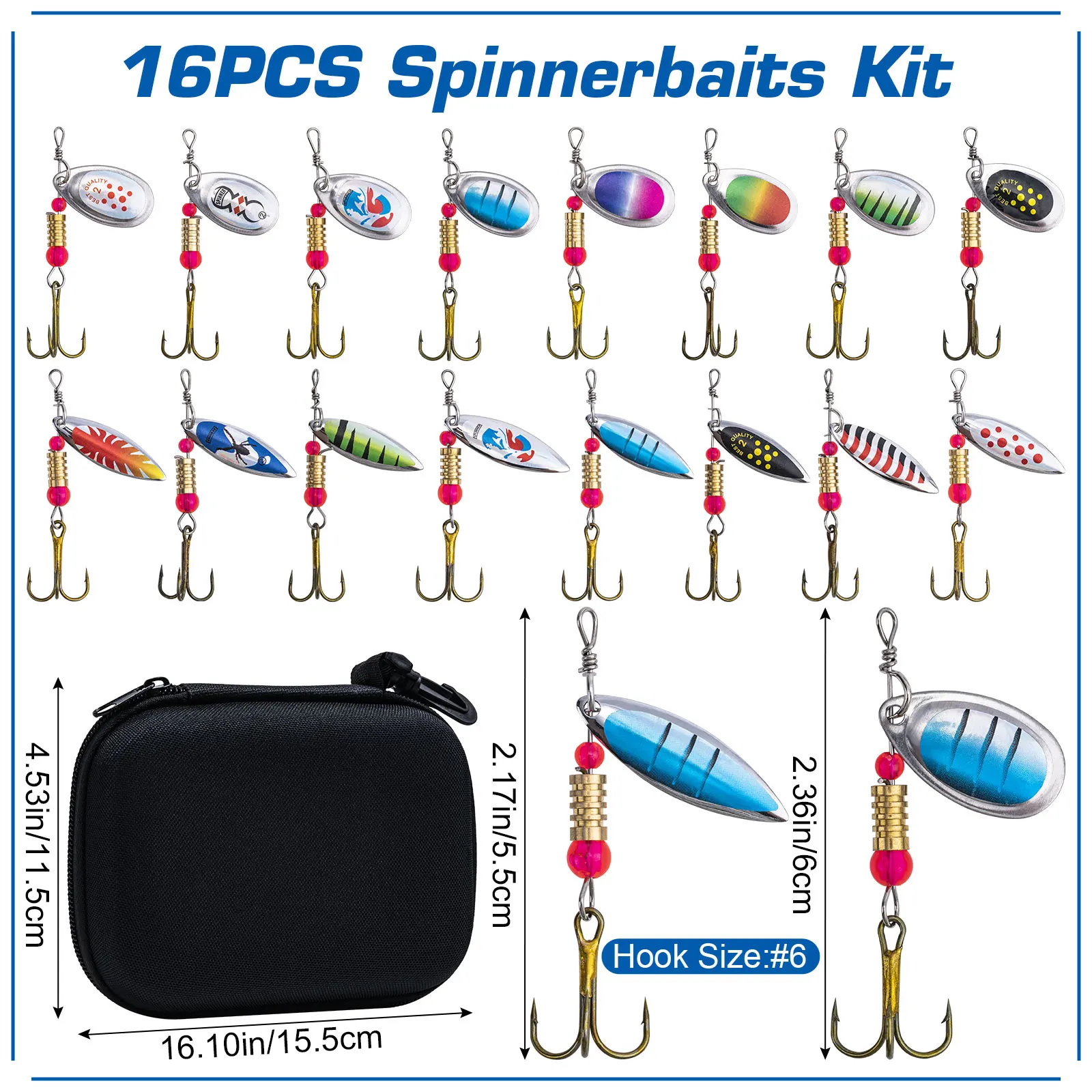 Goture 16 pièces/boîte Spinner - Fishing Hook Size avis et prix